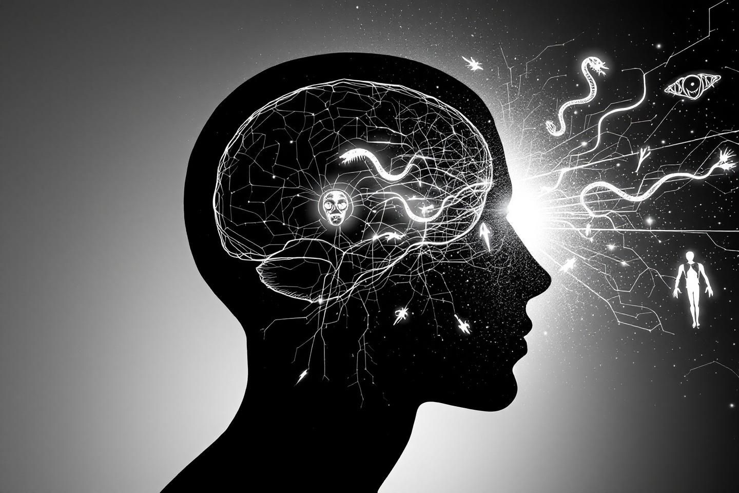 Monochrome visual representing low-road black-and-white photography and rapid visual processing